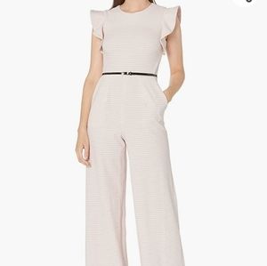 Calvin Klein Belted Jumpsuit with Flutter sleeves